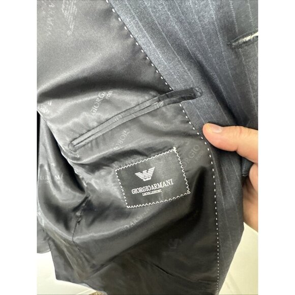 Giorgio Armani Le Collezioni Blazer Gray Pinstripe Wool Italy Men’s 44 3 Button - Picture 5 of 8